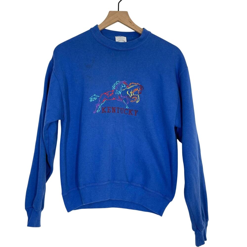 Vintage Kentucky Sweatshirt Men’s Size Small Blue Embroidered Pullover Derby 90s